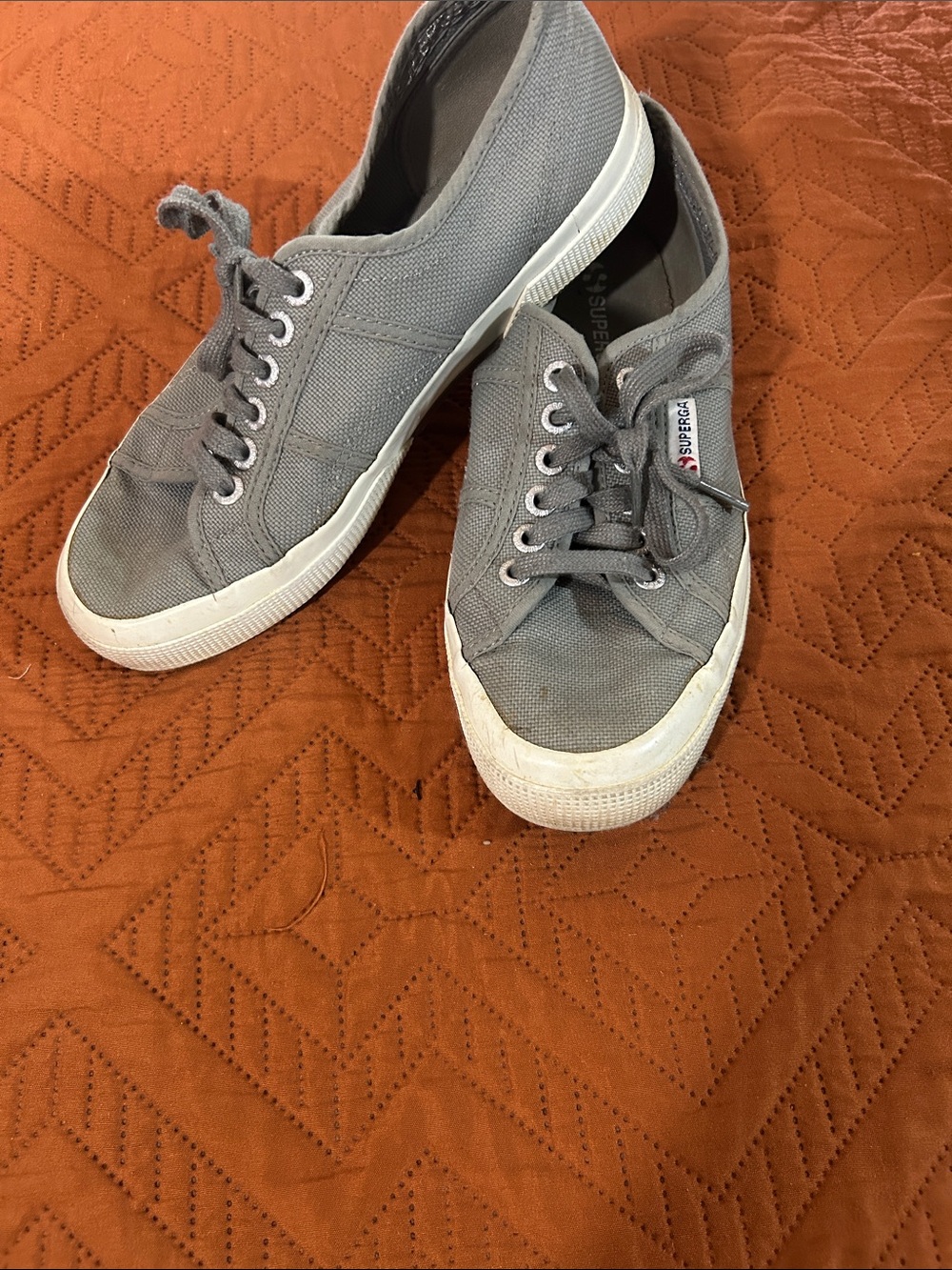 Superga Grey Canvas Low-Top Sneakers